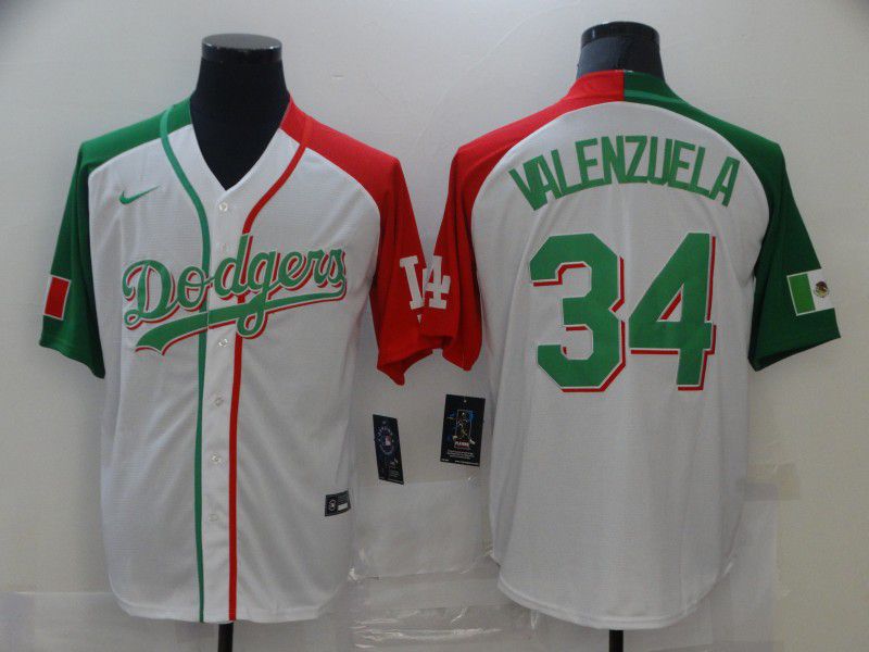 Men Los Angeles Dodgers 34 Valenzuela White Game 2021 Nike MLB Jersey